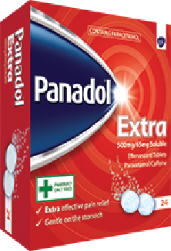 PANADOL EXTRA 500mg/ 65mg SOLUBLE EFFERVESCENT TABLETS PARACETAMOL/ CAFFEINE 24