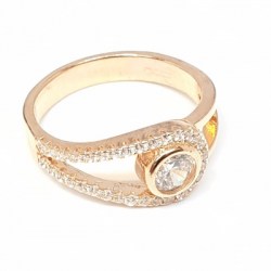 Sterling Silver Rose Gold Plated Cubic Zirconia Ring